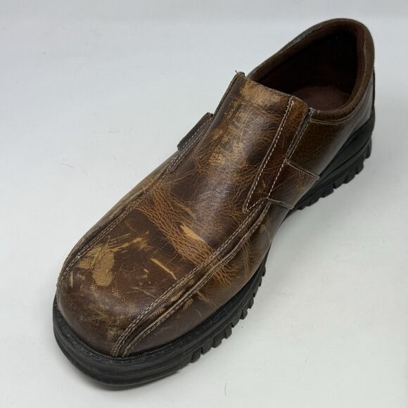 GBX Chunky Shoes Mens 12 M Brown Distressed Leather Slip On Vintage Y2K Biker - Picture 6 of 16